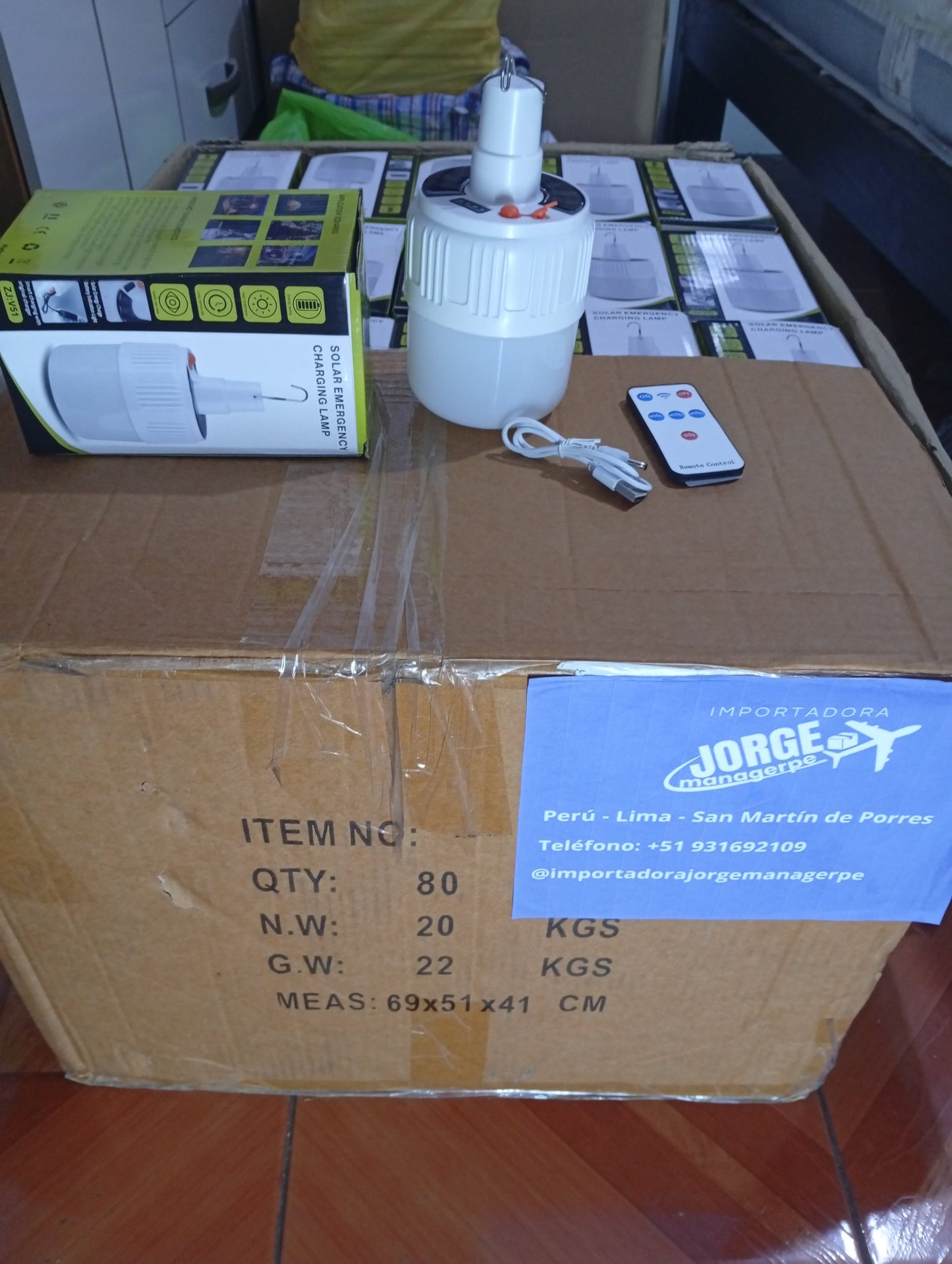 2 Focos colgante recargable con gancho panel solar y control remoto