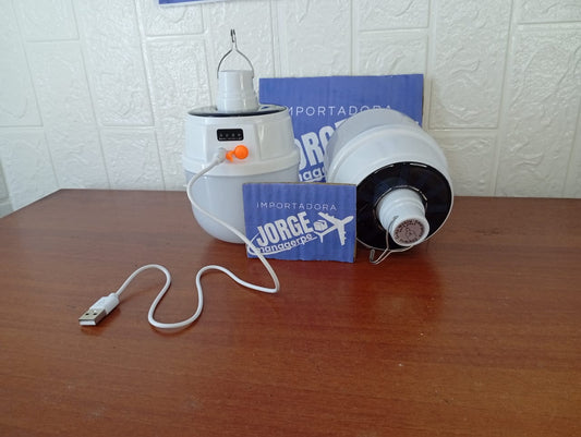 2 Focos colgante recargable con gancho panel solar y control remoto